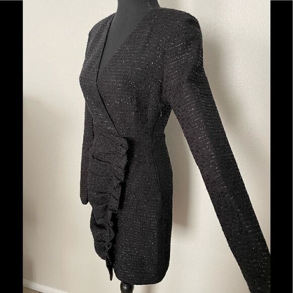 NWT Zara Textured Weave Dress With Ruffles - Picture 5 of 11